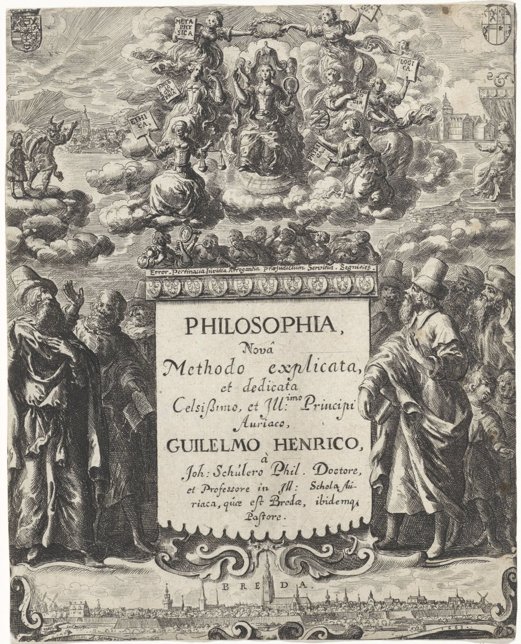 Allégorie sur la philosophie (Page de titre pour: Schuler, Johannes. Philosophi, 1663) - Abraham Dircksz. Santvoort