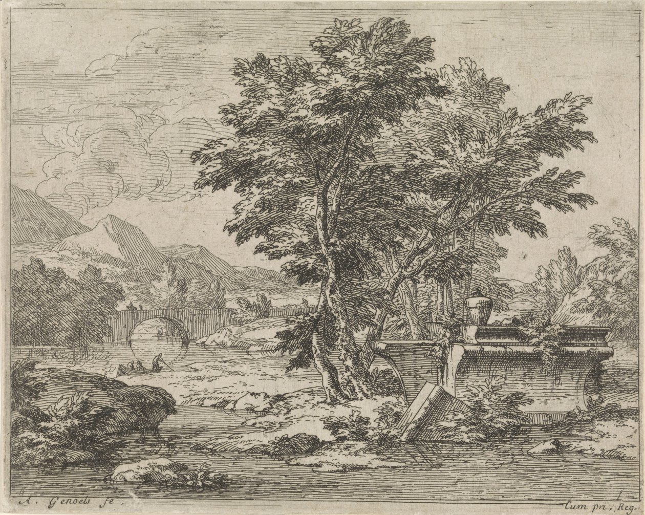 Paysage avec une ruine classique - Abraham Genoels