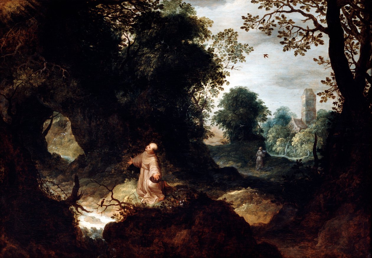 Paysage rocheux avec Saint François, début du 17e siècle - Abraham Govaerts