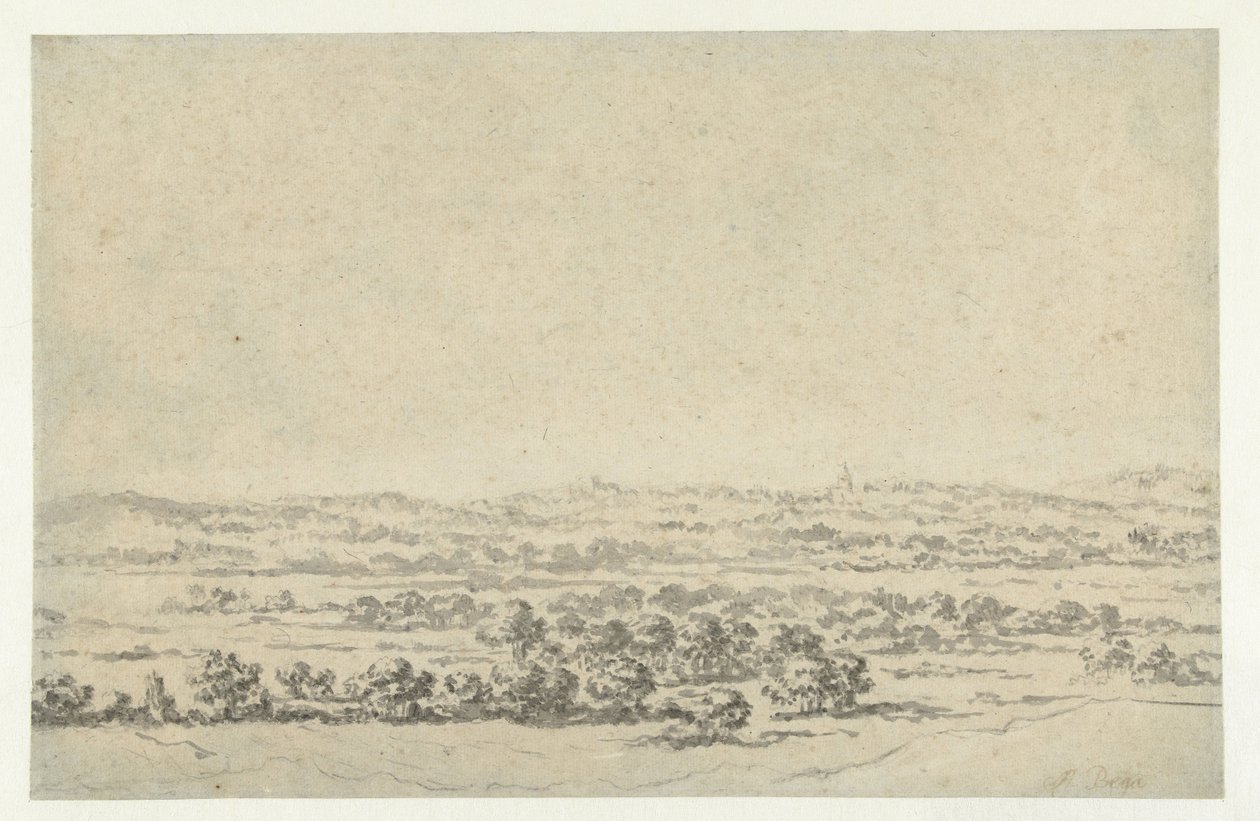 Paysage fluvial, avec une tour au loin - Abraham Jansz Begeyn