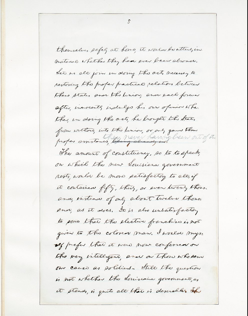 Manuscrit autographe du dernier discours de Lincoln en tant que président, prononcé à Washington, D.C., depuis la fenêtre de la Maison Blanche le soir du 11 avril - Abraham Lincoln