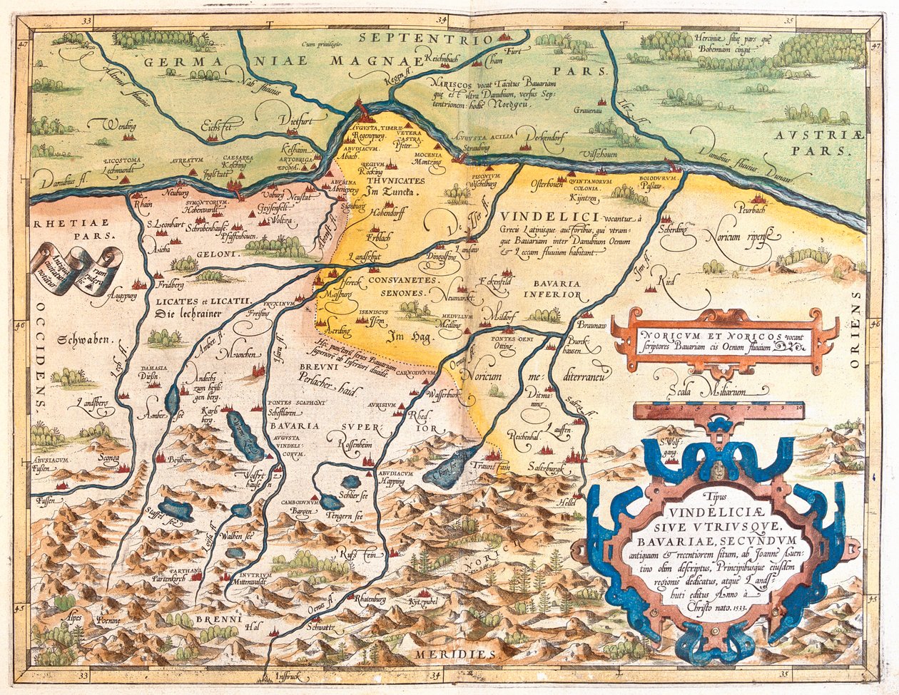 Allemagne (État : Bavière), Autriche (État : Tyrol, Haute-Autriche, Salzbourg) - Abraham Ortelius