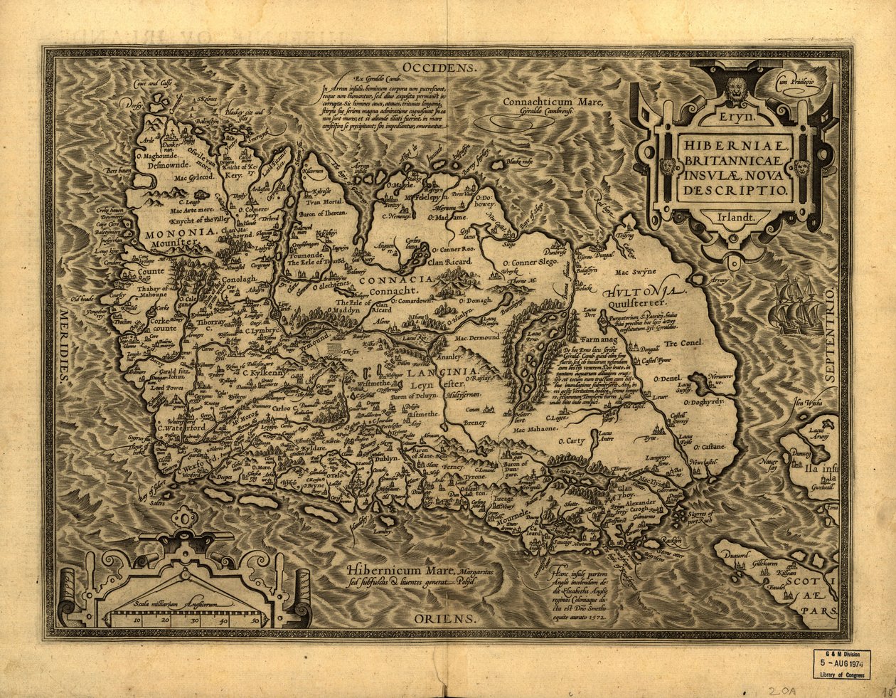 Hiberniae, Britannicae Insvlae nova descripto. LOC 99466749 - Abraham Ortelius
