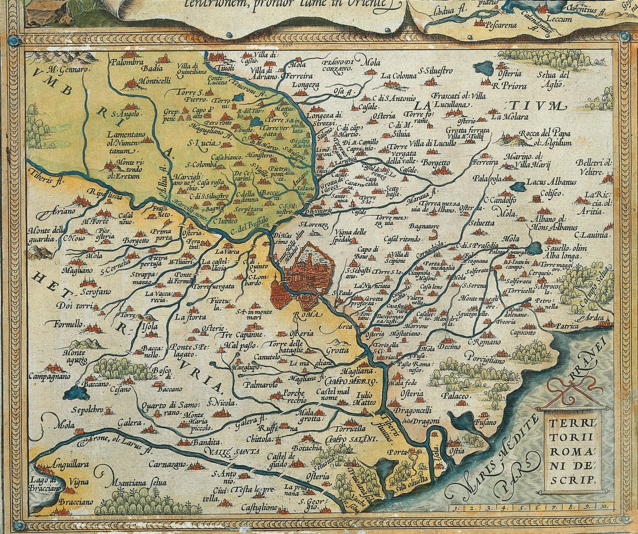 Carte de la région du Latium, du Theatrum Orbis Terrarum par Abraham Ortelius - Abraham Ortelius
