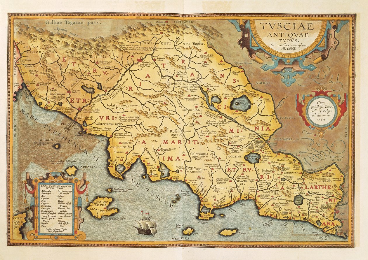 Carte de Tuscia de Theatrum Orbis Terrarum par Abraham Ortelius - Abraham Ortelius