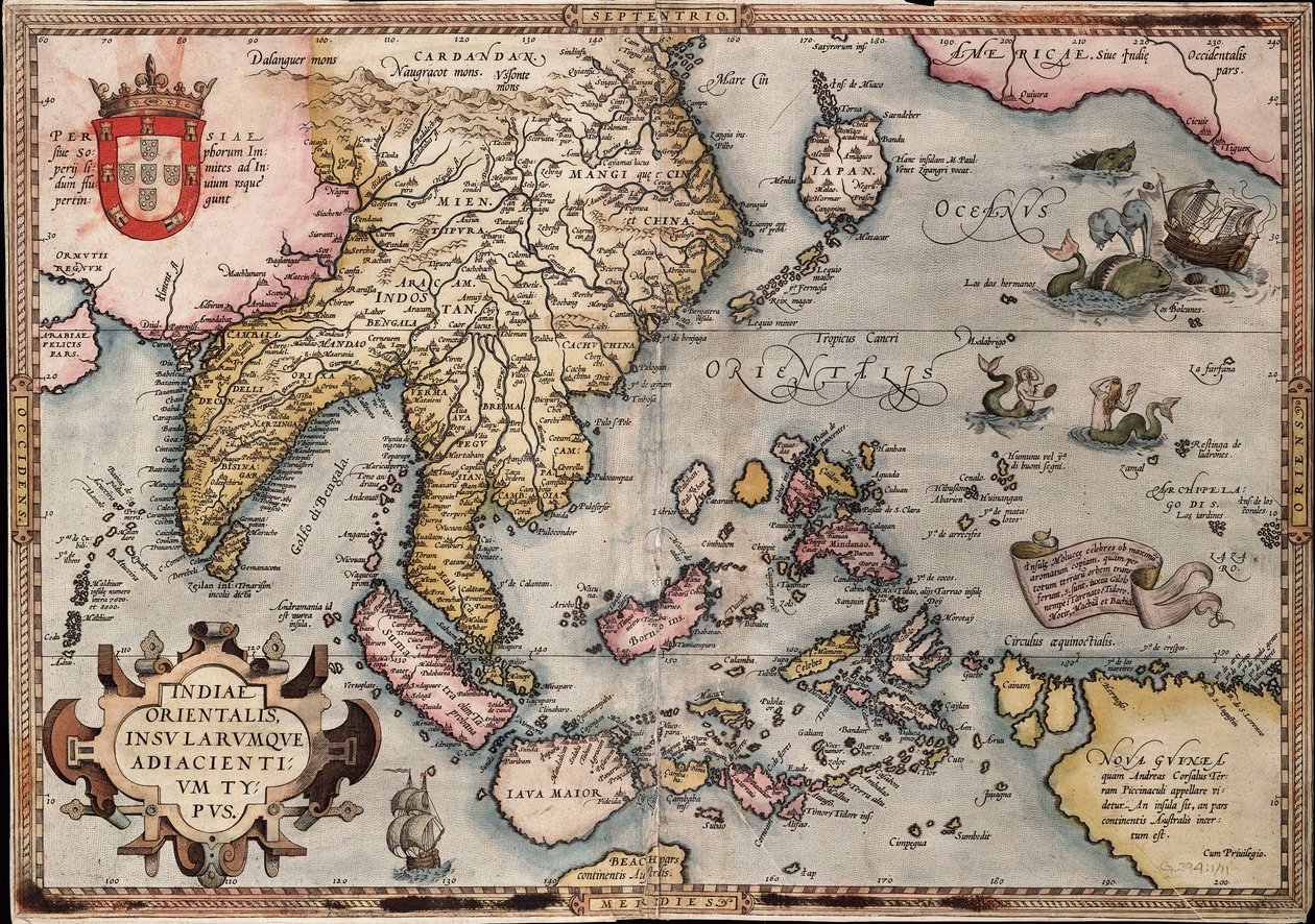 Carte des Indes orientales par Ortelius, vers 1570 - Abraham Ortelius