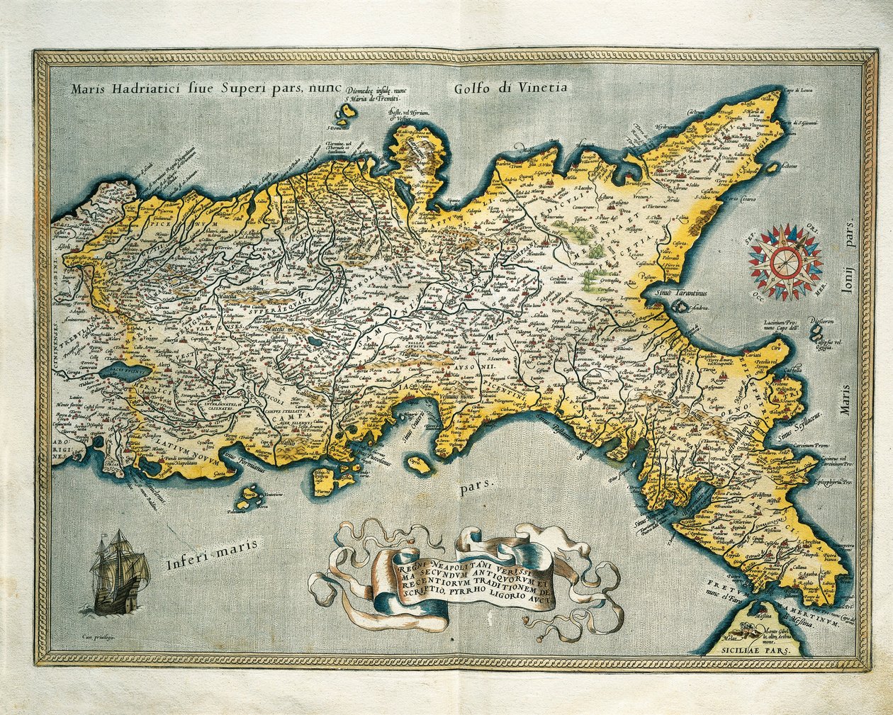 Carte du Royaume de Naples, Italie, du Theatrum Orbis Terrarum par Abraham Ortelius - Abraham Ortelius