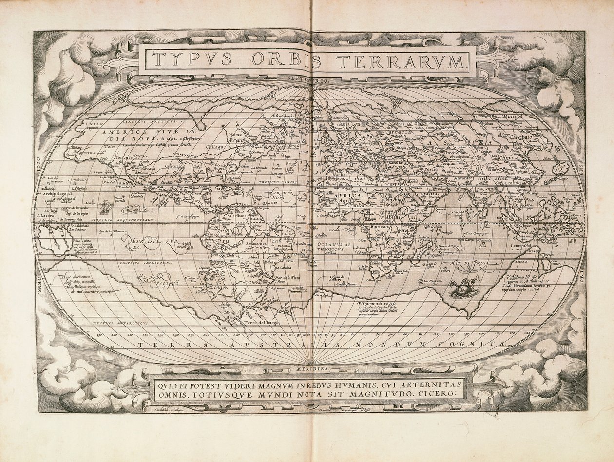 Planisphère de Theatrum Orbis Terrarum par Abraham Ortelius, imprimé à Anvers - Abraham Ortelius