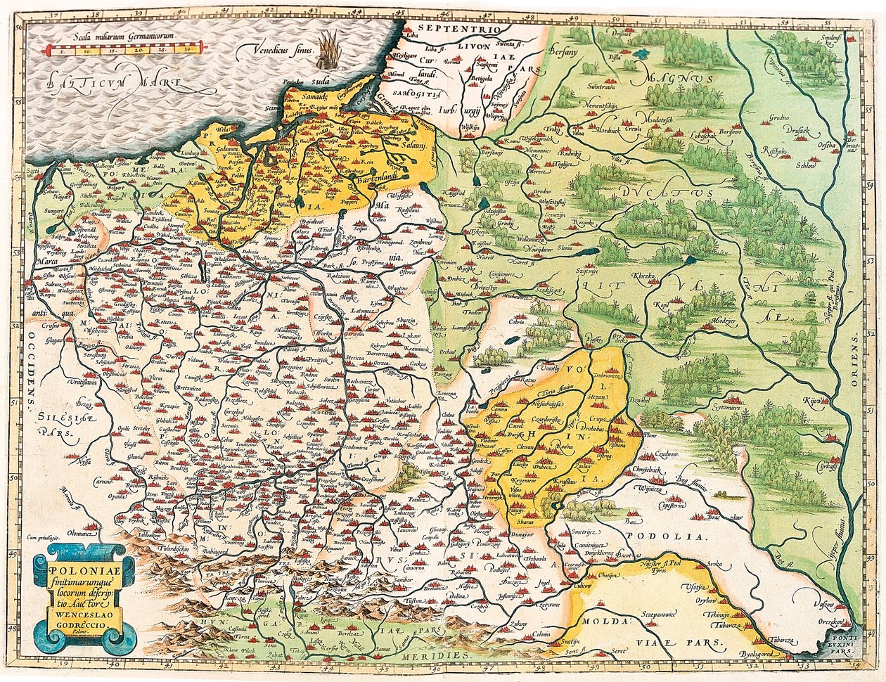 Poloniae finitimarumque locorum descriptio. Carte géographique de la Pologne de « Theatrum Orbis Terrarum » par Abraham Ortelius - Abraham Ortelius