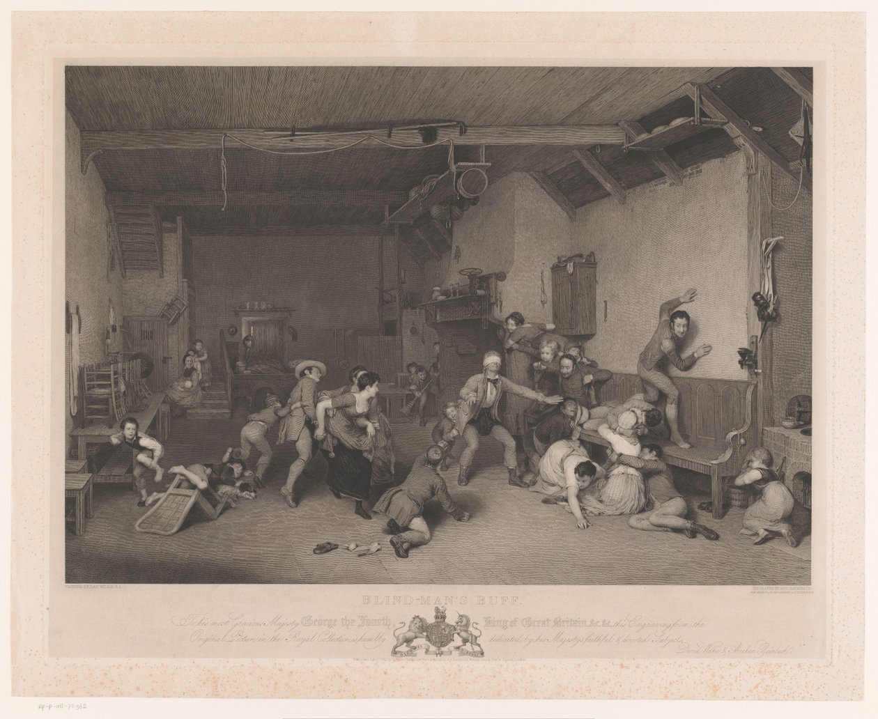 Colin-maillard dans un intérieur avec cheminée - Abraham Raimbach