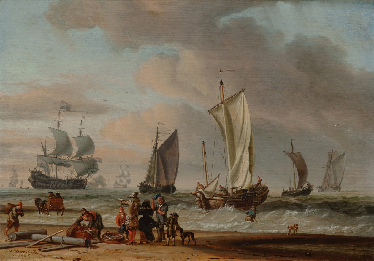 Vue sur la plage - Abraham Storck