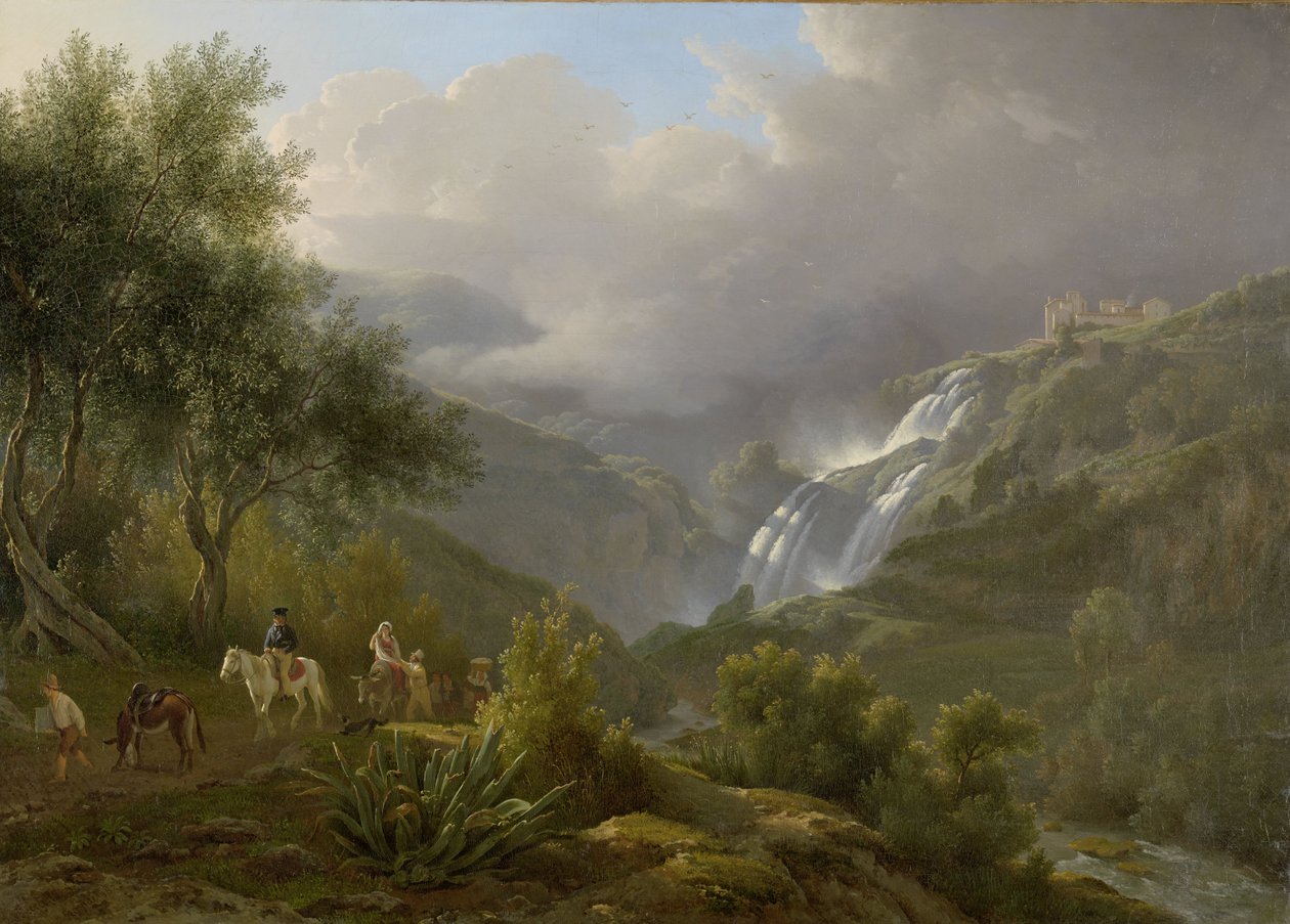 Les Cascades de Tivoli, avec une tempête approchant, 1824 - Abraham Teerlink