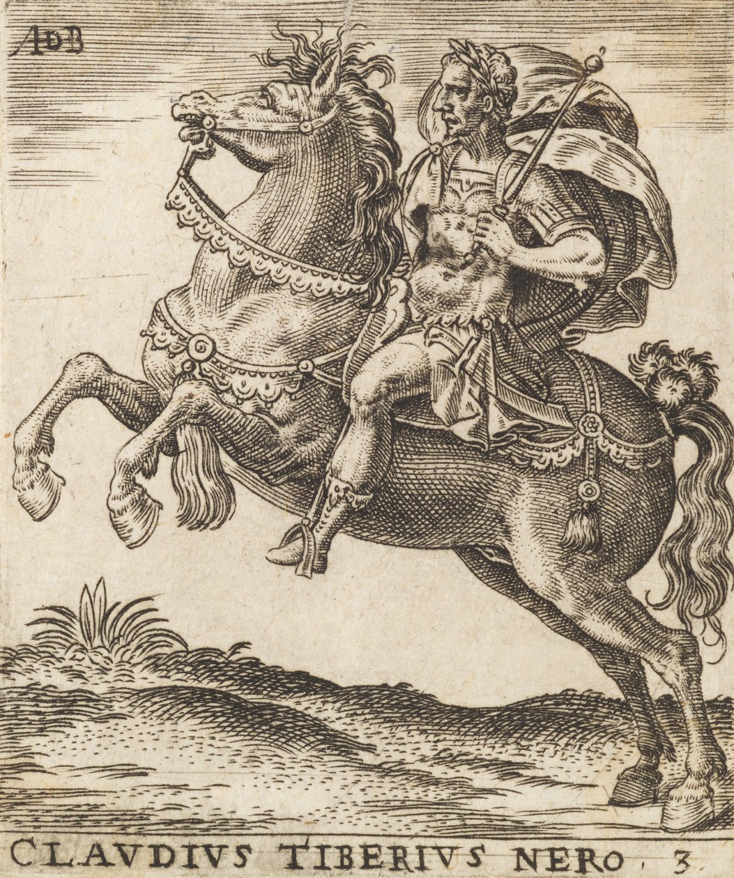 Claude Tibère Néron des Douze Césars à cheval - Abraham de Bruyn