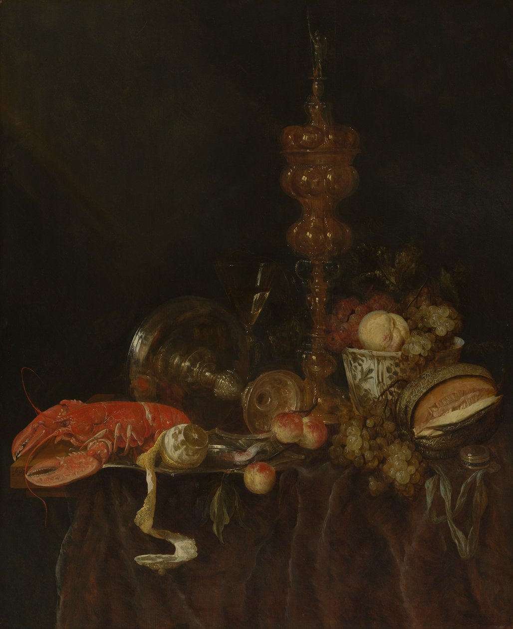 Nature morte avec homard et fruits, probablement début des années 1650 - Abraham van Beyeren