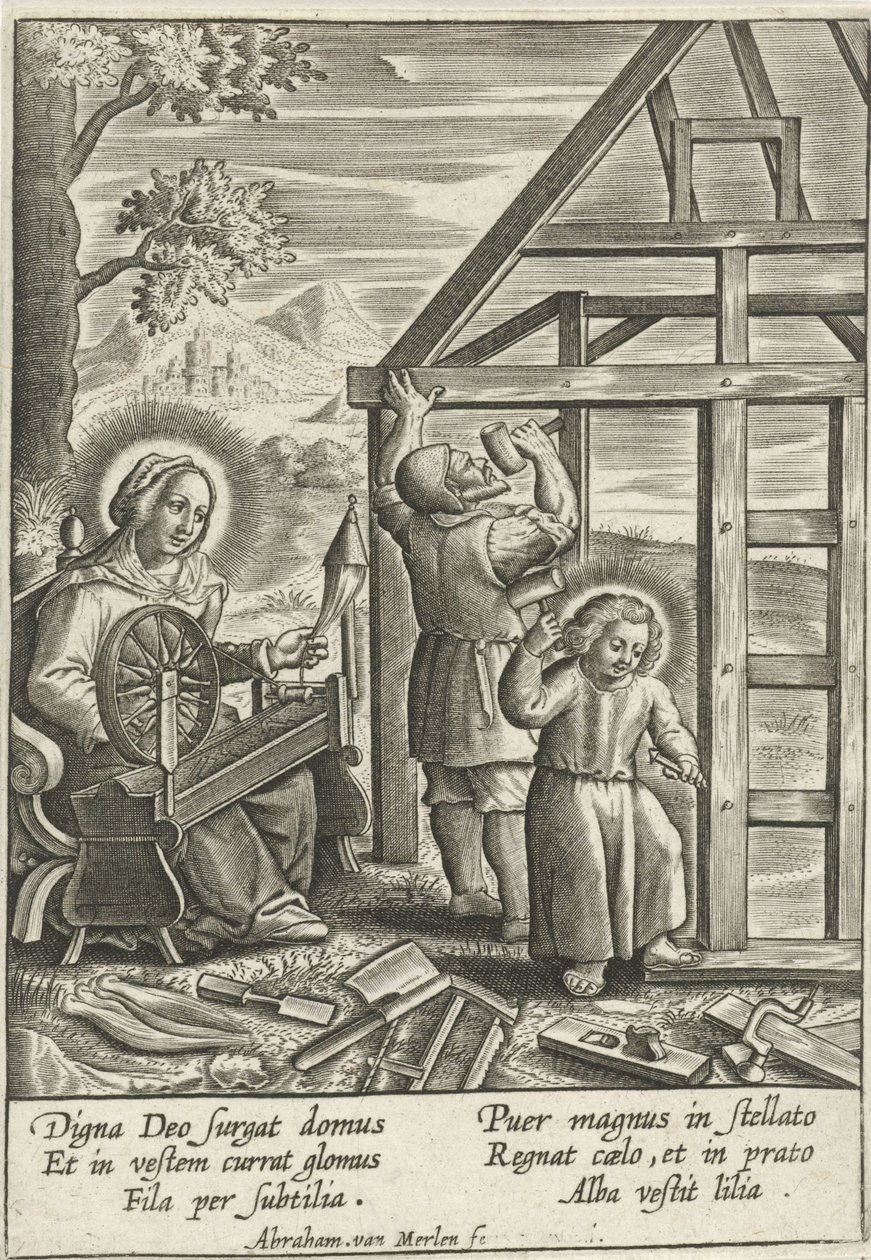 Le Christ aide Joseph à construire une maison - Abraham van Merlen