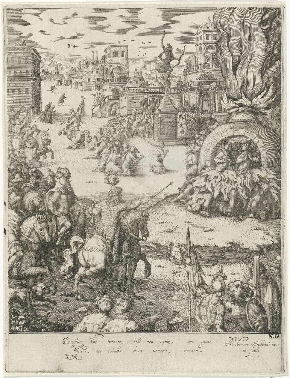 Shadrach, Meshach et Abednego dans la fournaise ardente - Abraham van den Hecken