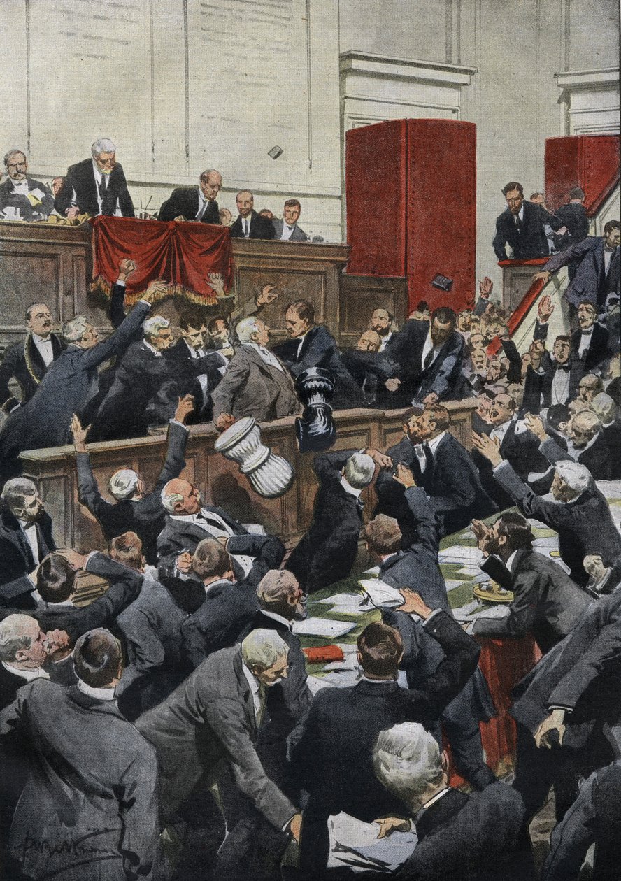 Séance orageuse à la Chambre des députés italienne pendant un débat budgétaire. Le député Chiesa suspend le vote en jetant l