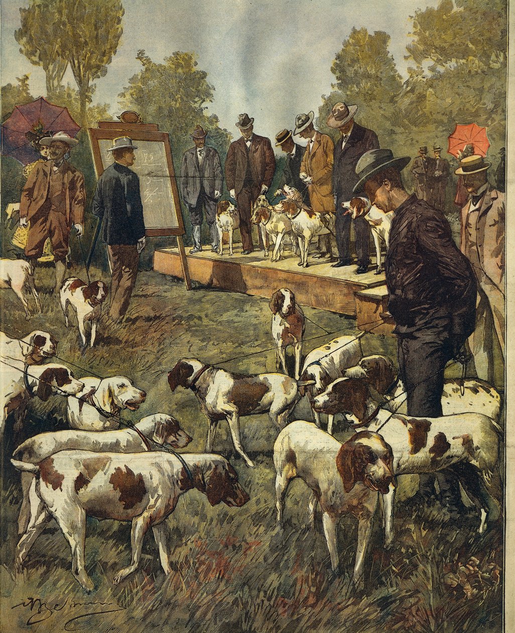 Exposition canine et épreuves de chiens de chasse à San Siro (Milan) - Achille Beltrame