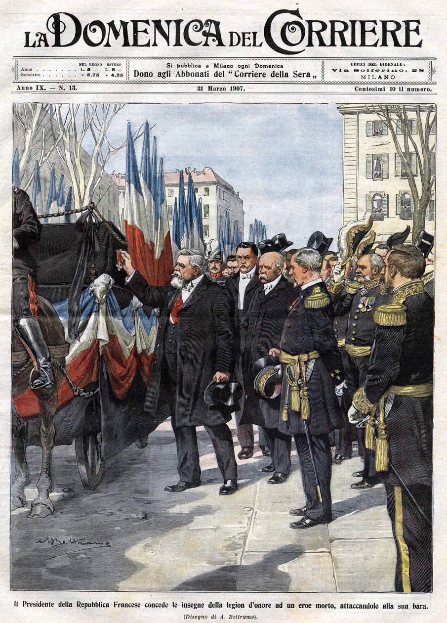 Le président français Armand Fallières (1841-1931) remet la médaille de la Légion d