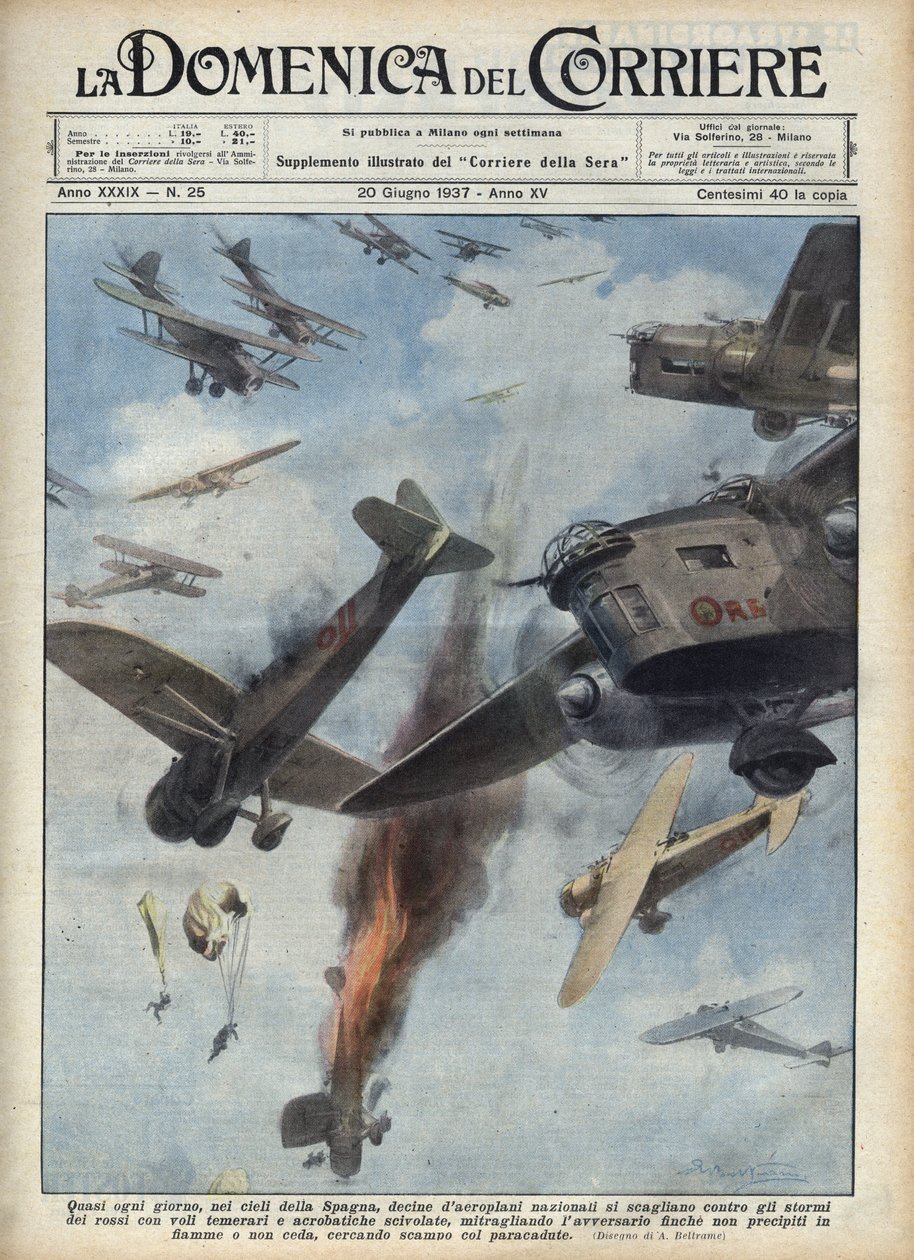 Guerre civile espagnole : Affrontements aériens entre avions républicains et nationalistes au-dessus de l