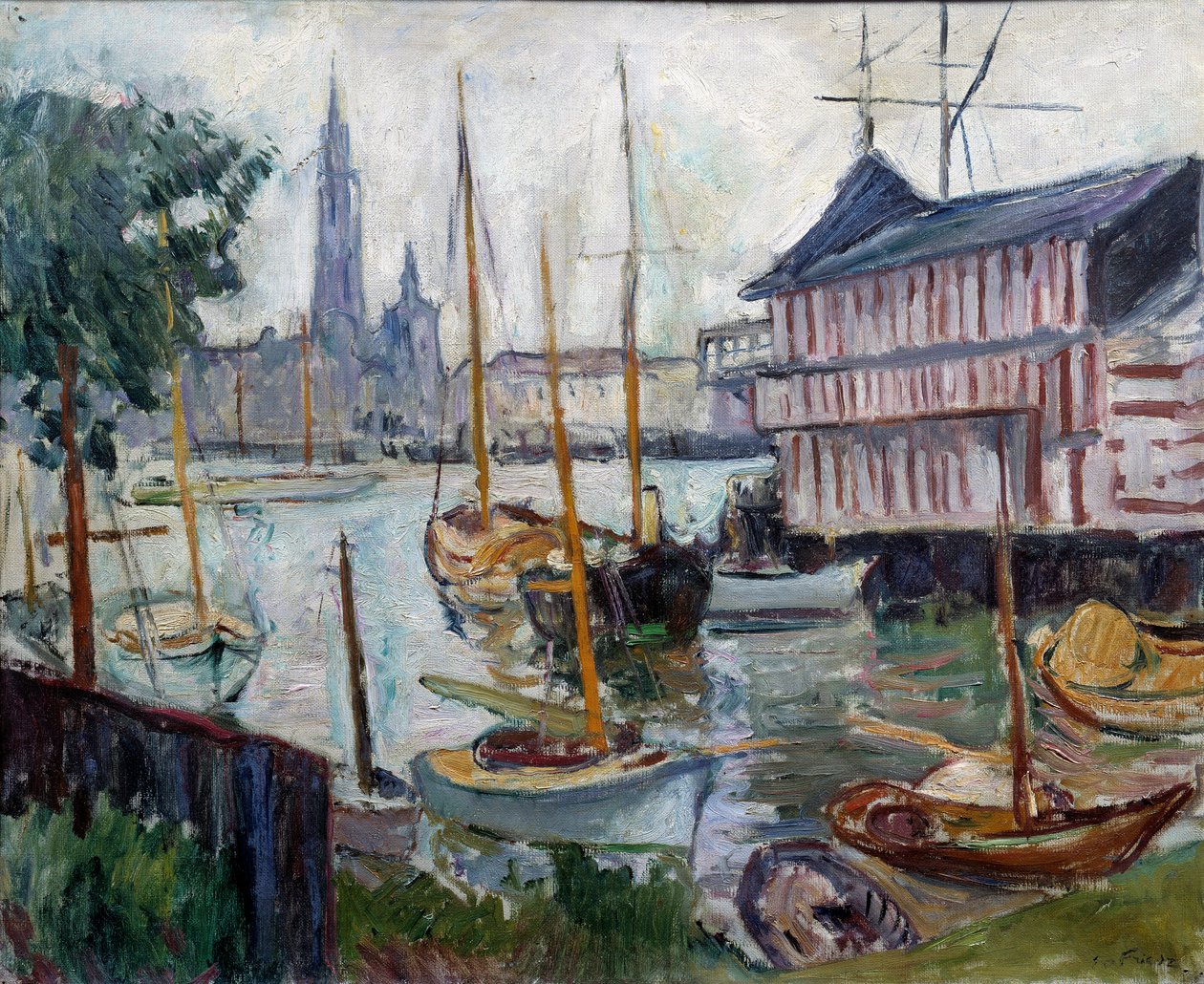 Étang avec bateaux de pêche - Achille Emile Othon Friesz