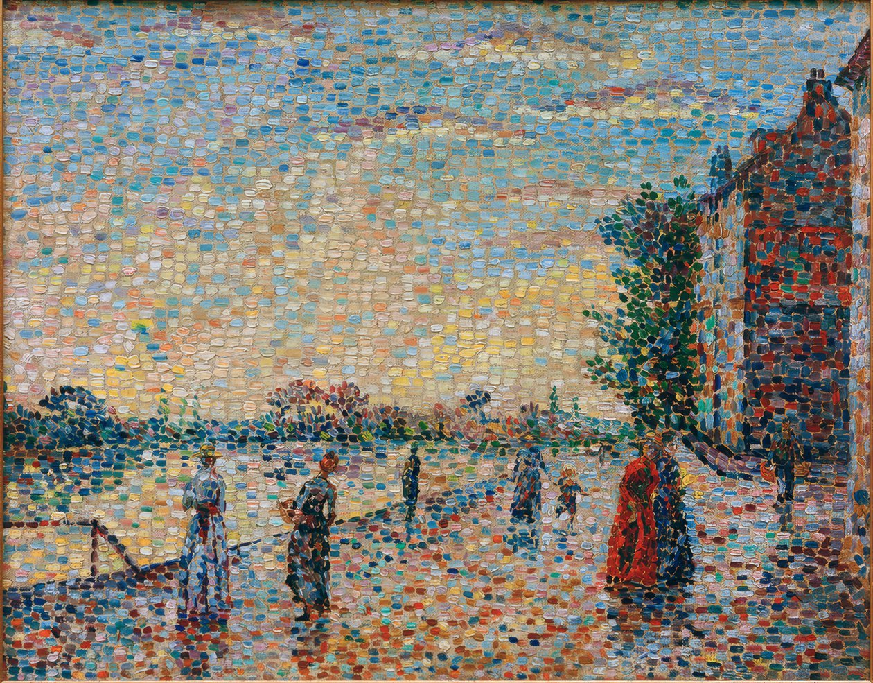 La promenade au bord de la rivière - Achille Lauge