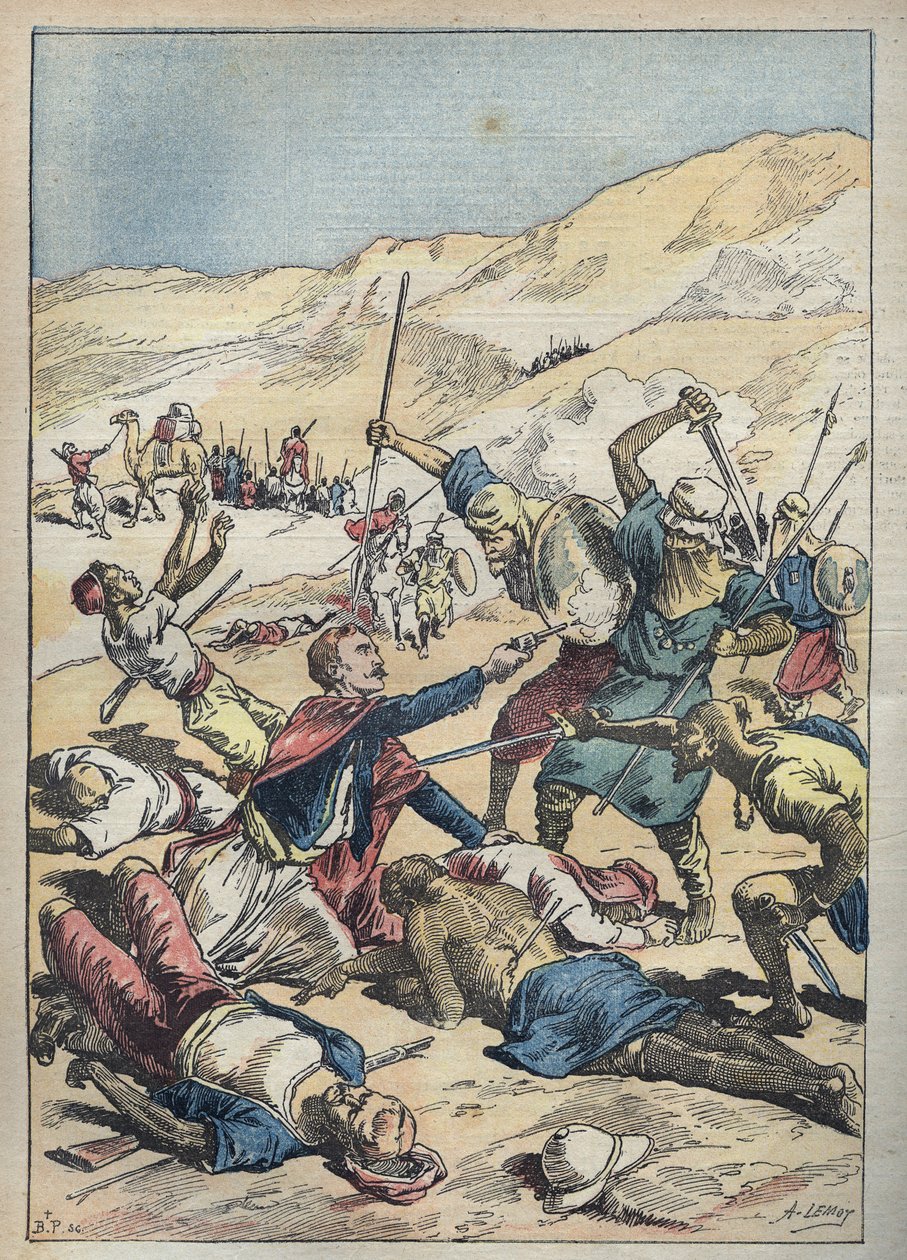 Mort du marquis de Mores (Antoine-Amédée-Marie-Vincent) Manca de Vallombrosa (1858-1896) et de ses compagnons près d