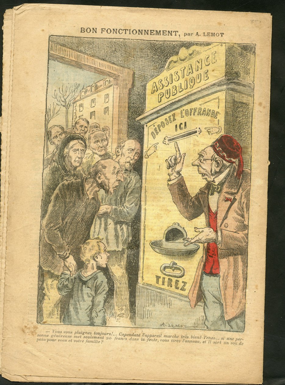 Illustration par Achille Lemot (1846-1909) pour la couverture de Le Pèlerin, 07/02/09 - Bon fonctionnement - Famille, Misère, Assistance publique - Achille Lemot