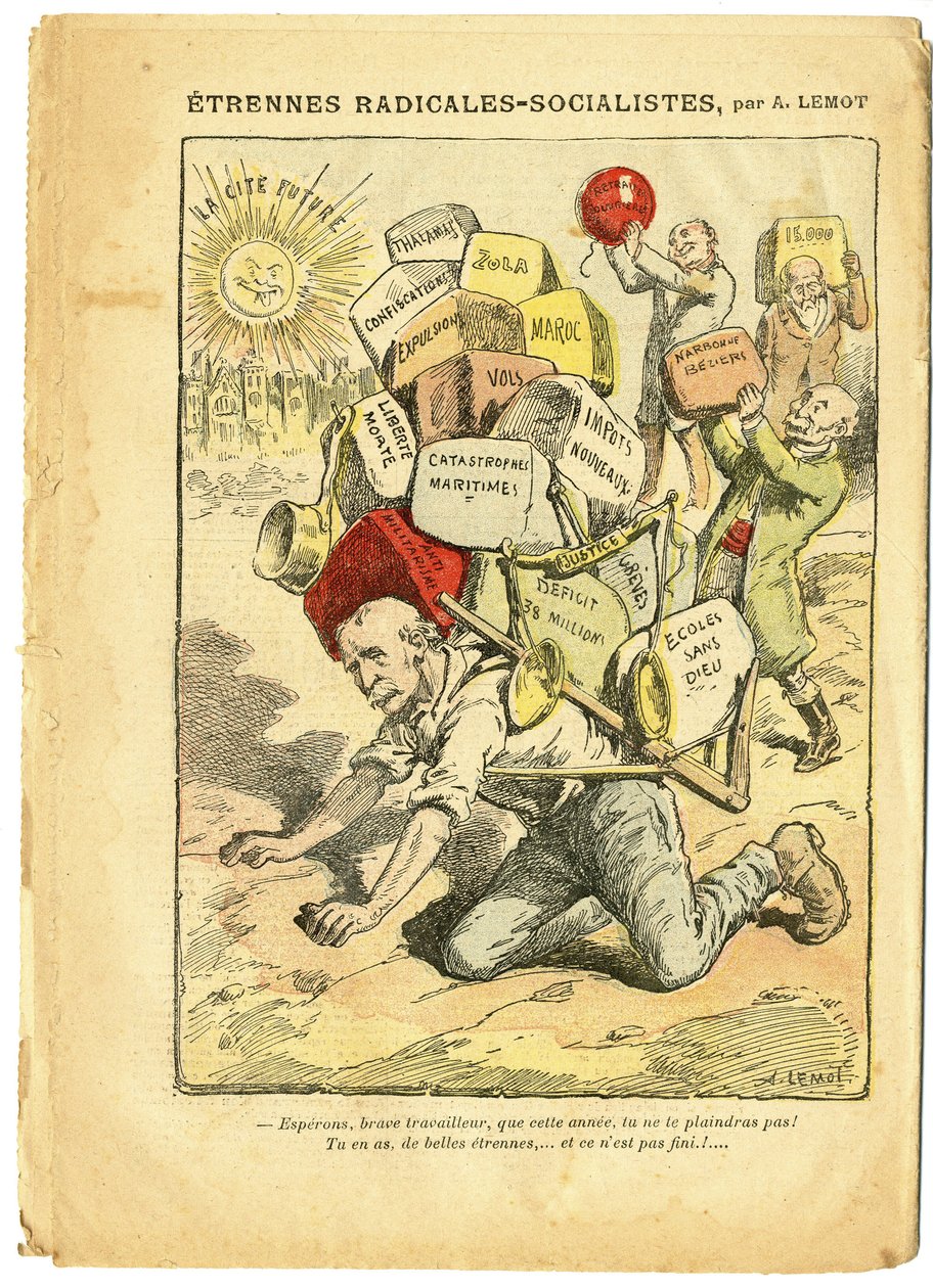 Illustration de Achille Lemot (1846-1909) dans Le Pèlerin, 03/01/09 - Cordes Radical-Socialistes - Radicalisme, Enseignement, Religion Foi, Maroc, Athéisme, Parti Radical et Radical-Socialiste, Catholicisme Catholique - Laïcisation Laïcité Laïques - Clemen - Achille Lemot