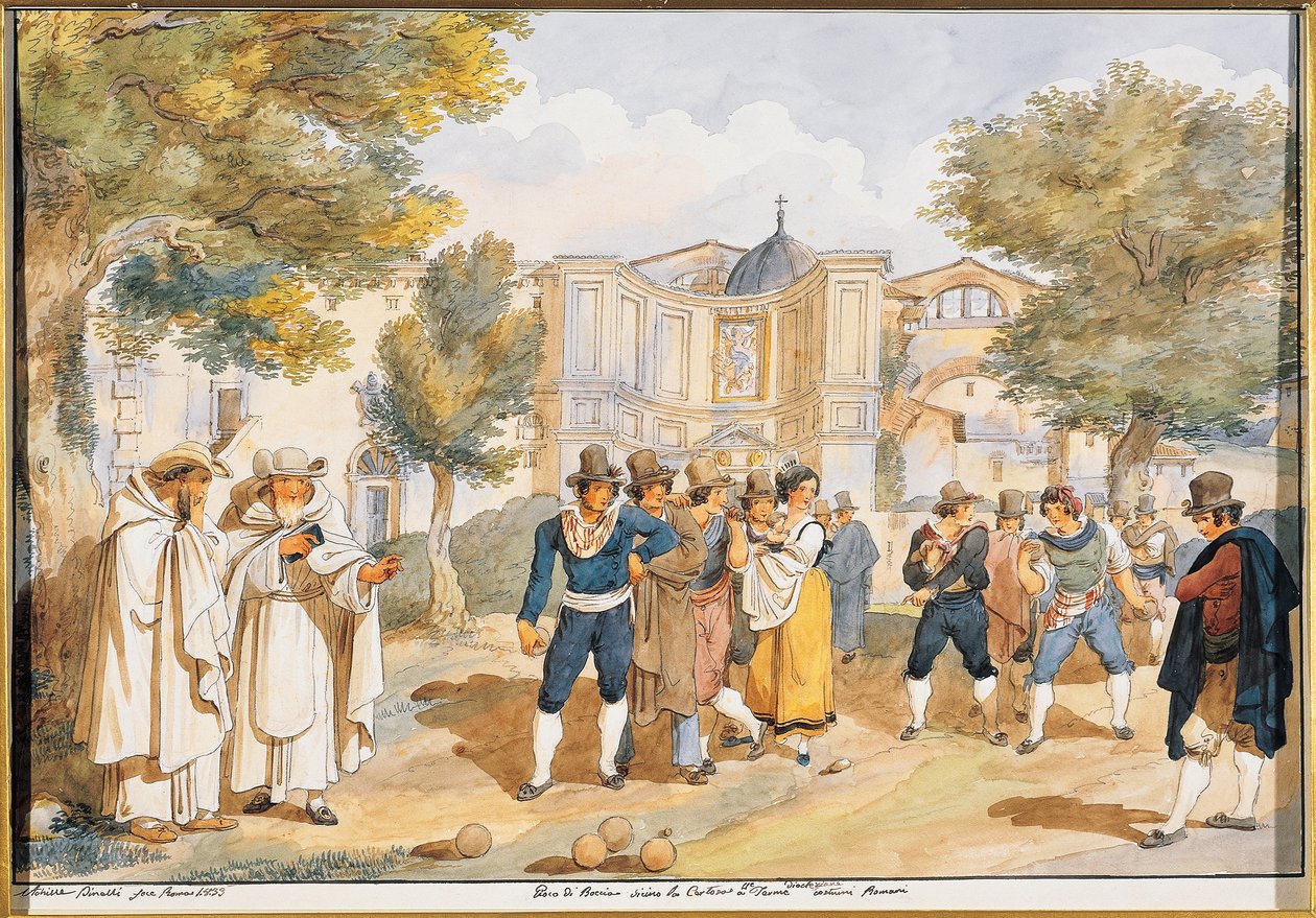 Jeu de bocce à Santa Maria degli Angeli à Rome - Achille Pinelli