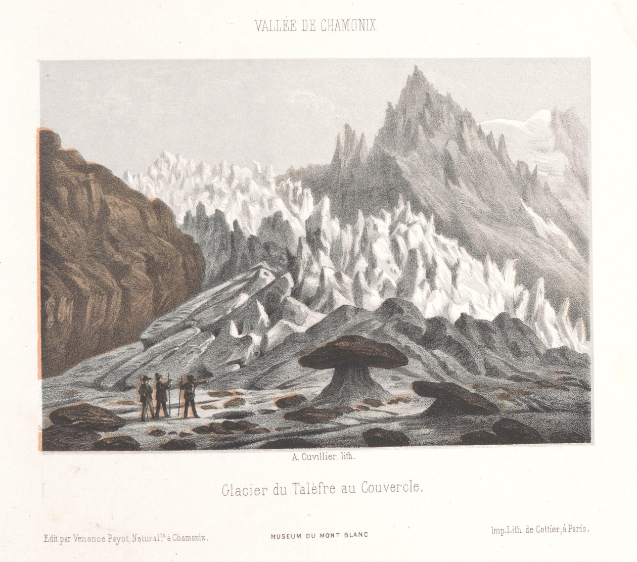 Vue du rocher Couvercle près du glacier de Talèfre - Ad. Cuvillier