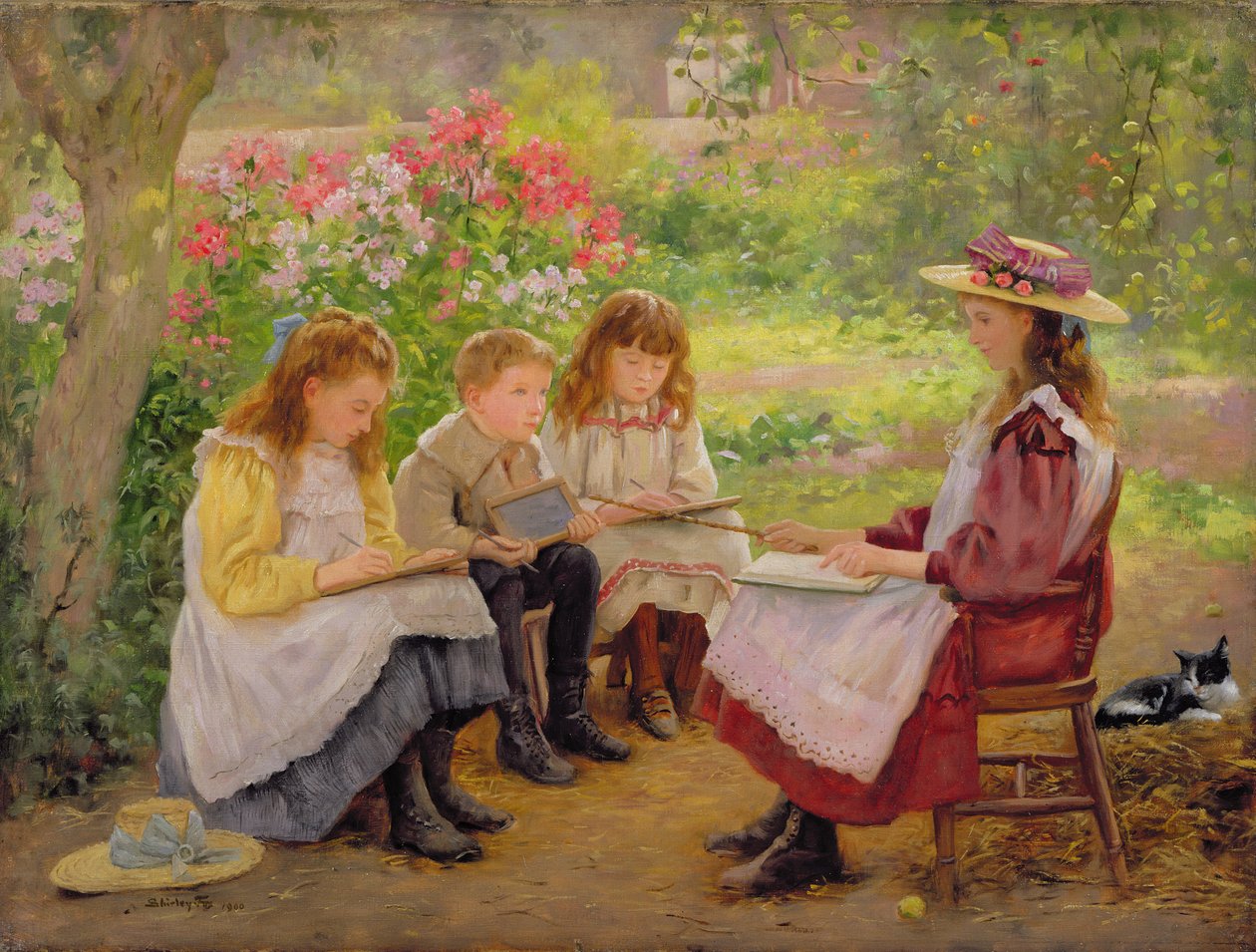 Leçon dans le jardin, 1900 - Ada Shirley Fox