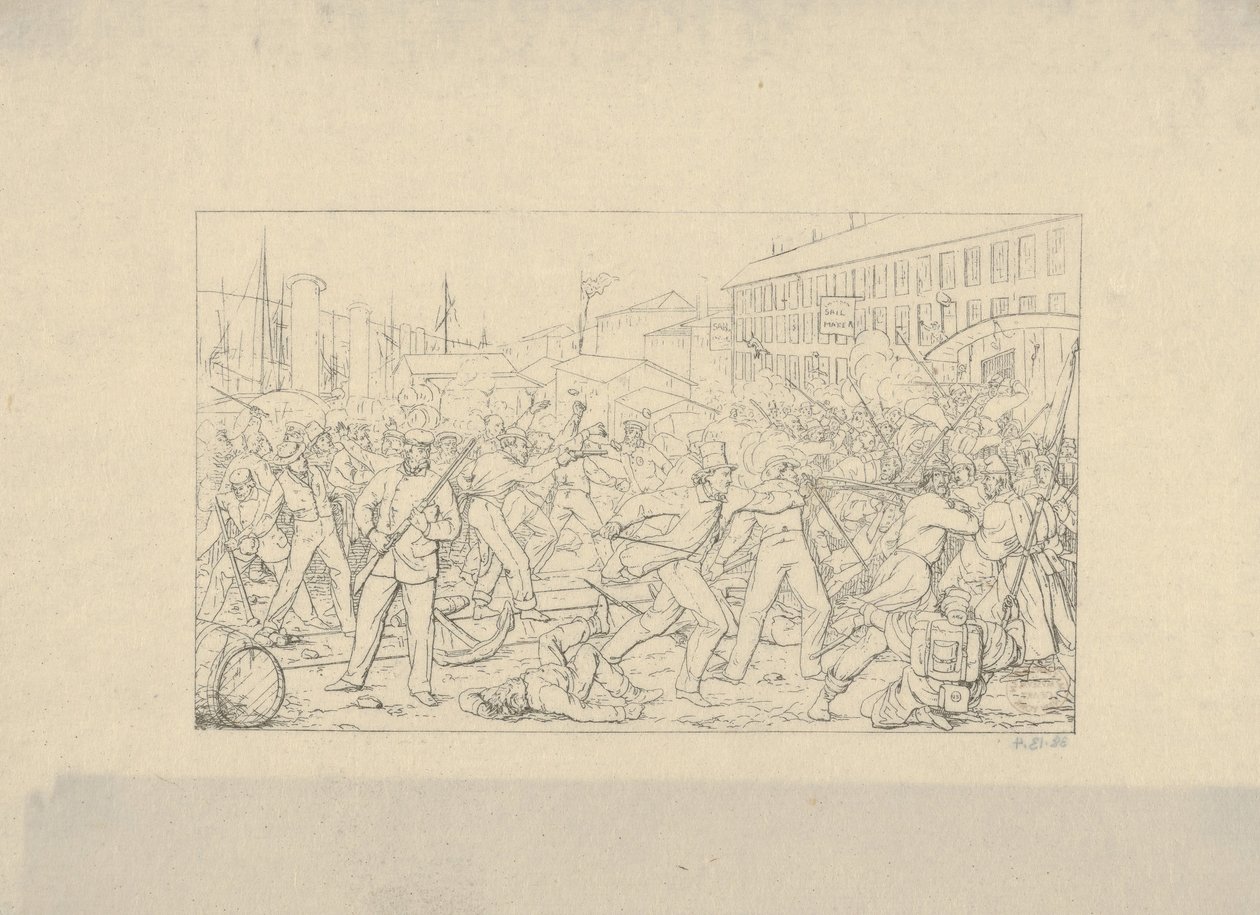 Bataille à Baltimore, 19 avril 1861, de Confederate War Etchings, 1861-63 - Adalbert John Volck