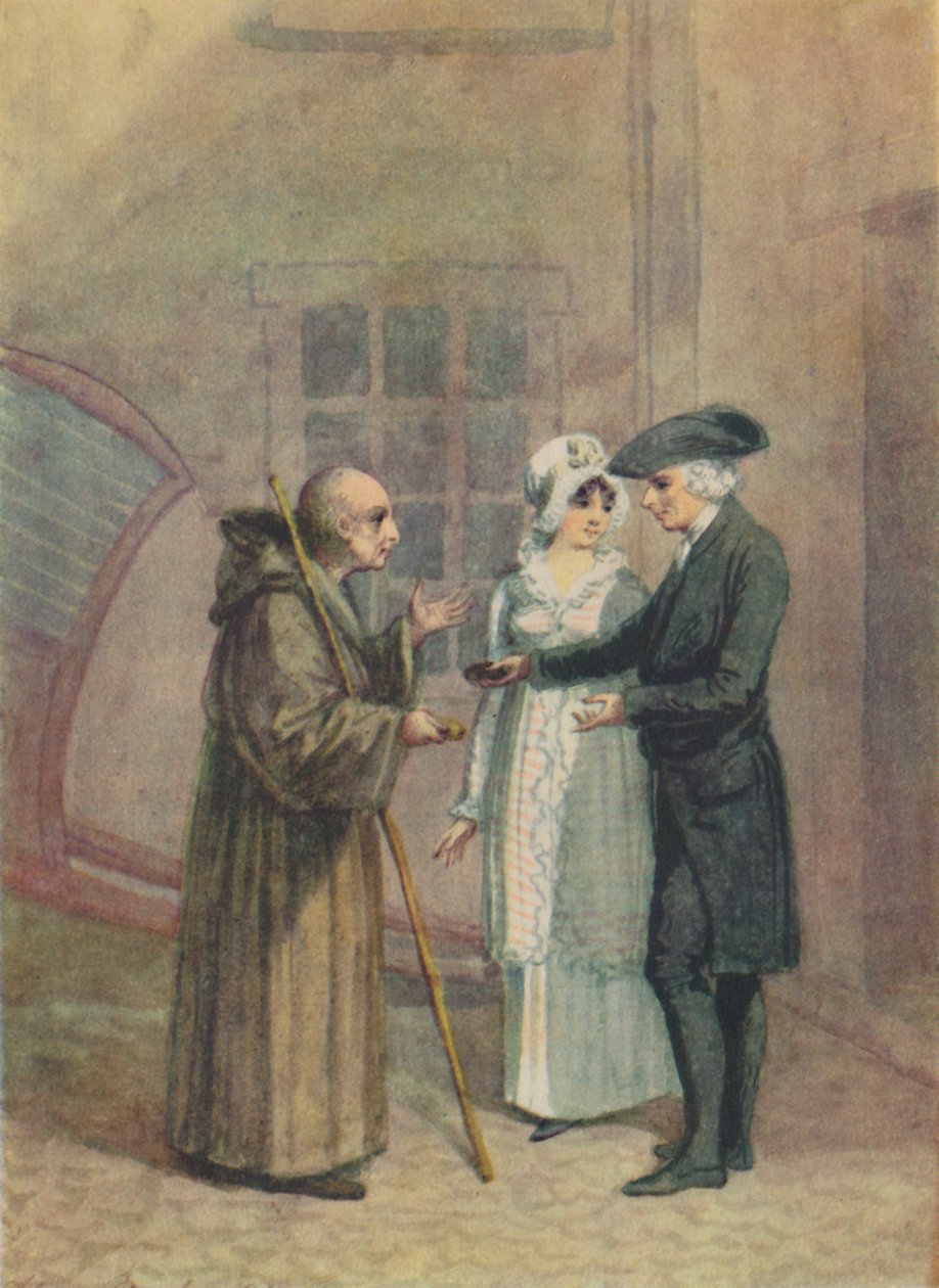 Yorik, le moine et Madame L- dans la cour de l