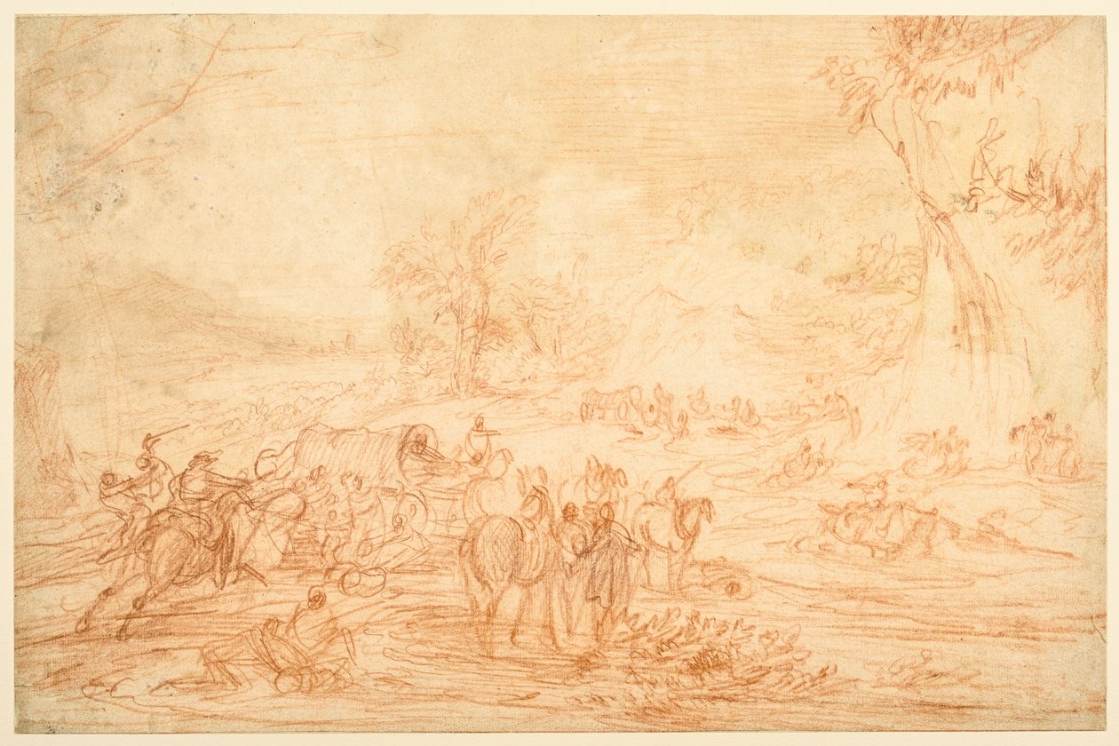 Paysage, avec une attaque sur un convoi de carrosses - Adam Frans van der Meulen