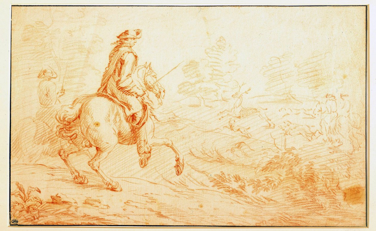 Chasse au cerf à la sanguine par Adam Van der Meulen - Adam Frans van der Meulen