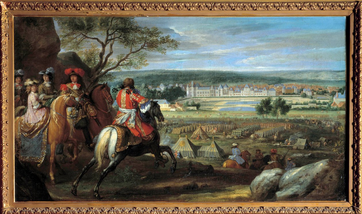 Vue du château de Fontainebleau en 1669, avec Louis XIV et Marie-Thérèse d