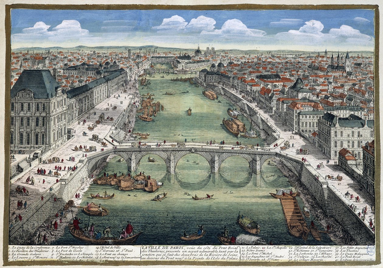 Le pont Royal des Tuileries - dans « Paris » par Perelle - Adam Perelle