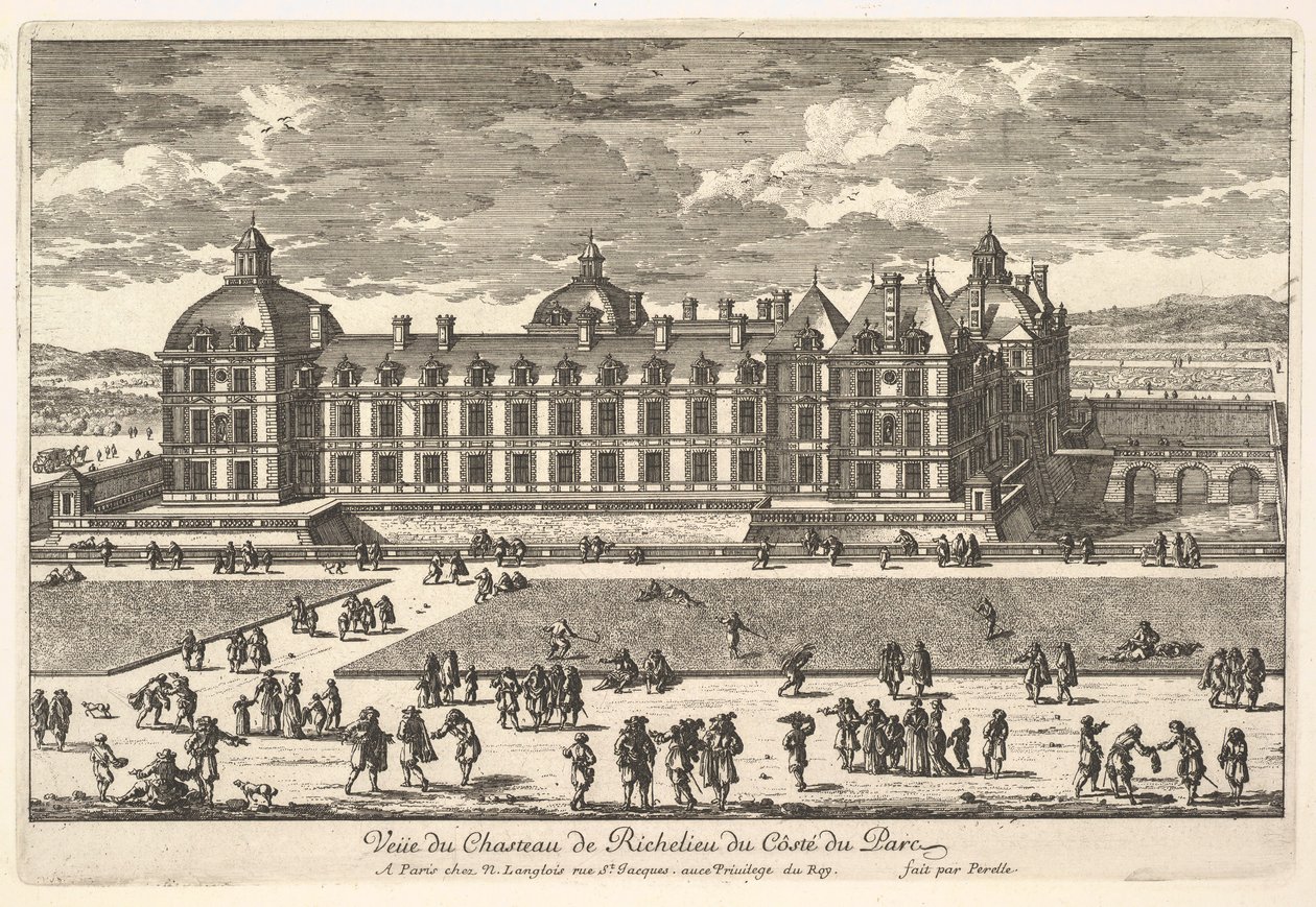 Vue du Château de Richelieu du côté du Parc, 17ème siècle - Adam Perelle