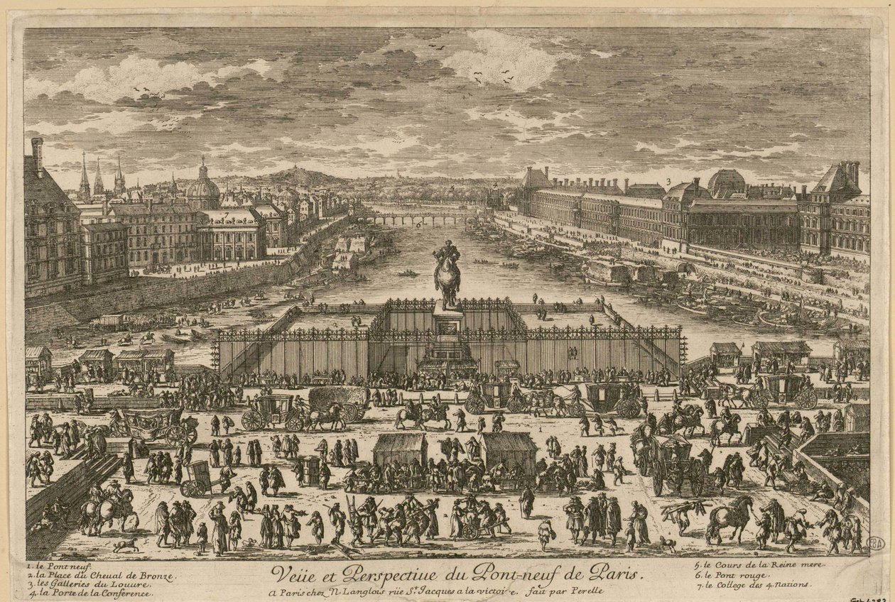 Vue du Pont Neuf à Paris, seconde moitié du XVIIe siècle - Adam Perelle