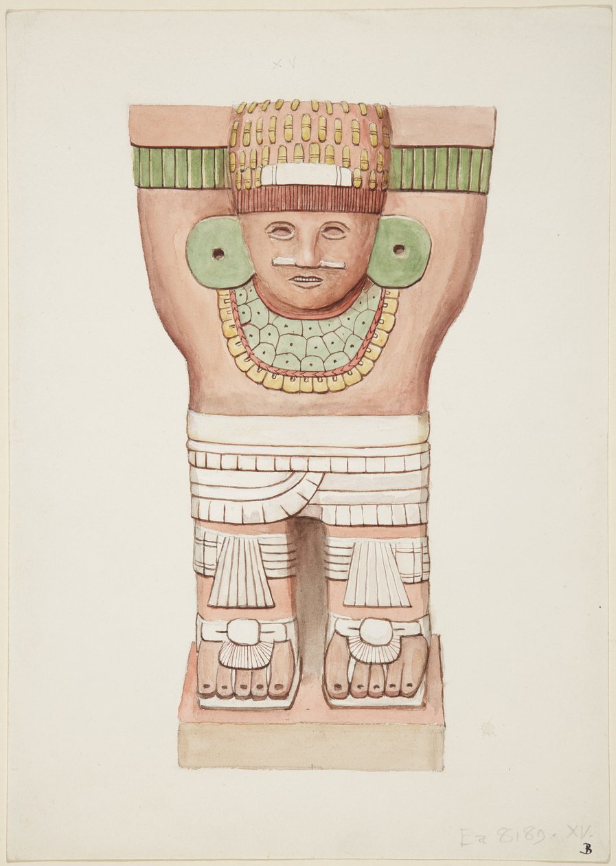Caryatide de la chambre extérieure, Temple A, temple du terrain de jeu de balle, Chichen Itza, Mexique - Adela Breton