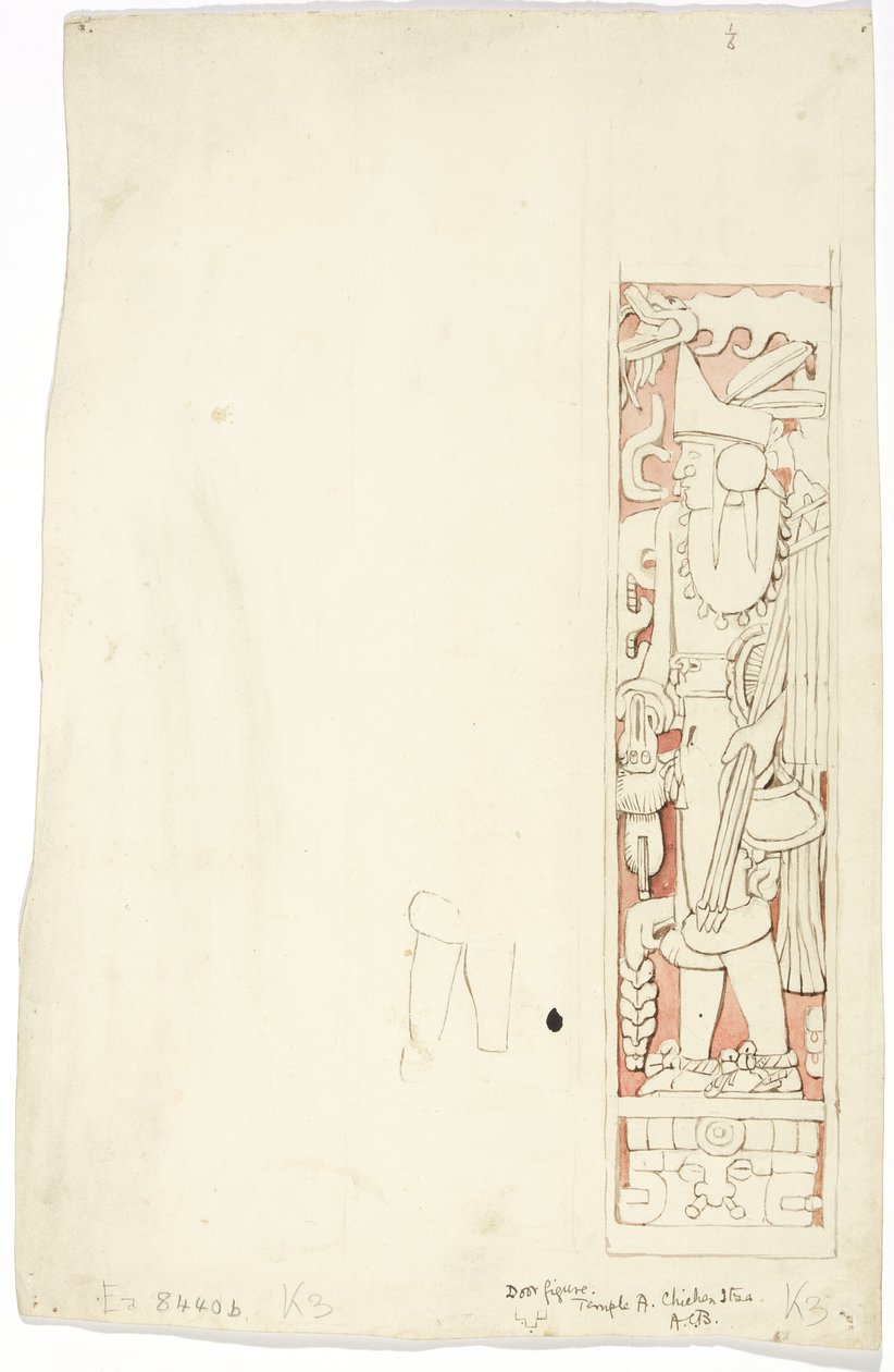 Montant de porte K3 au Temple A, Chichen Itza, Yucatan, Mexique - Adela Breton