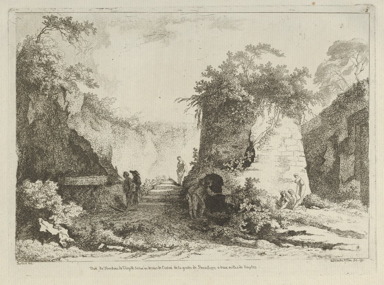 Vue du Tombeau de Virgile, XVIIIe siècle - Adélaide Allou