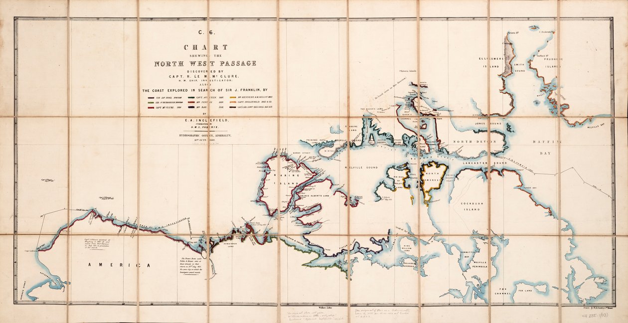 Carte montrant le Passage du Nord-Ouest découvert par le Capitaine R. Le M. McClure, HMS 
