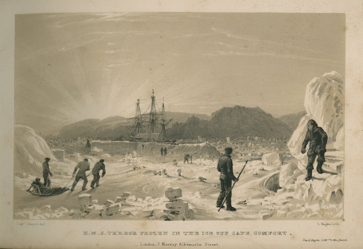 H.M.S. Terror gelé dans la glace au large du Cap Comfort - Admiral William Henry Smyth