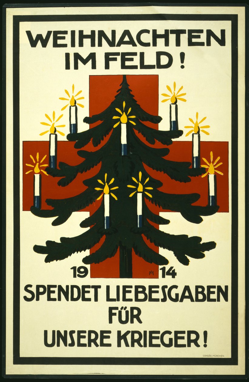 Campagne de Noël par la Croix-Rouge allemande demandant des colis à envoyer aux troupes en première ligne, pub. Munich - Adolf Munzer