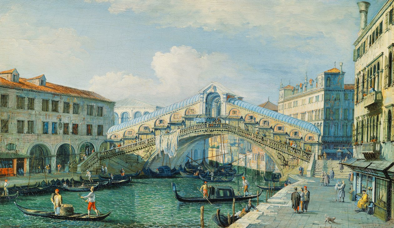 Le pont du Rialto sur le Grand Canal, Venise - Adolf Sukkert