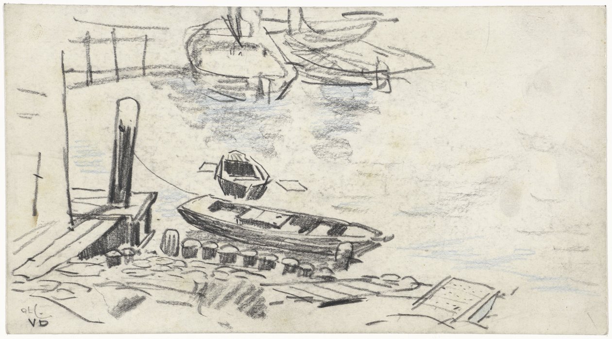 Quai avec des bateaux - Adolf le Comte