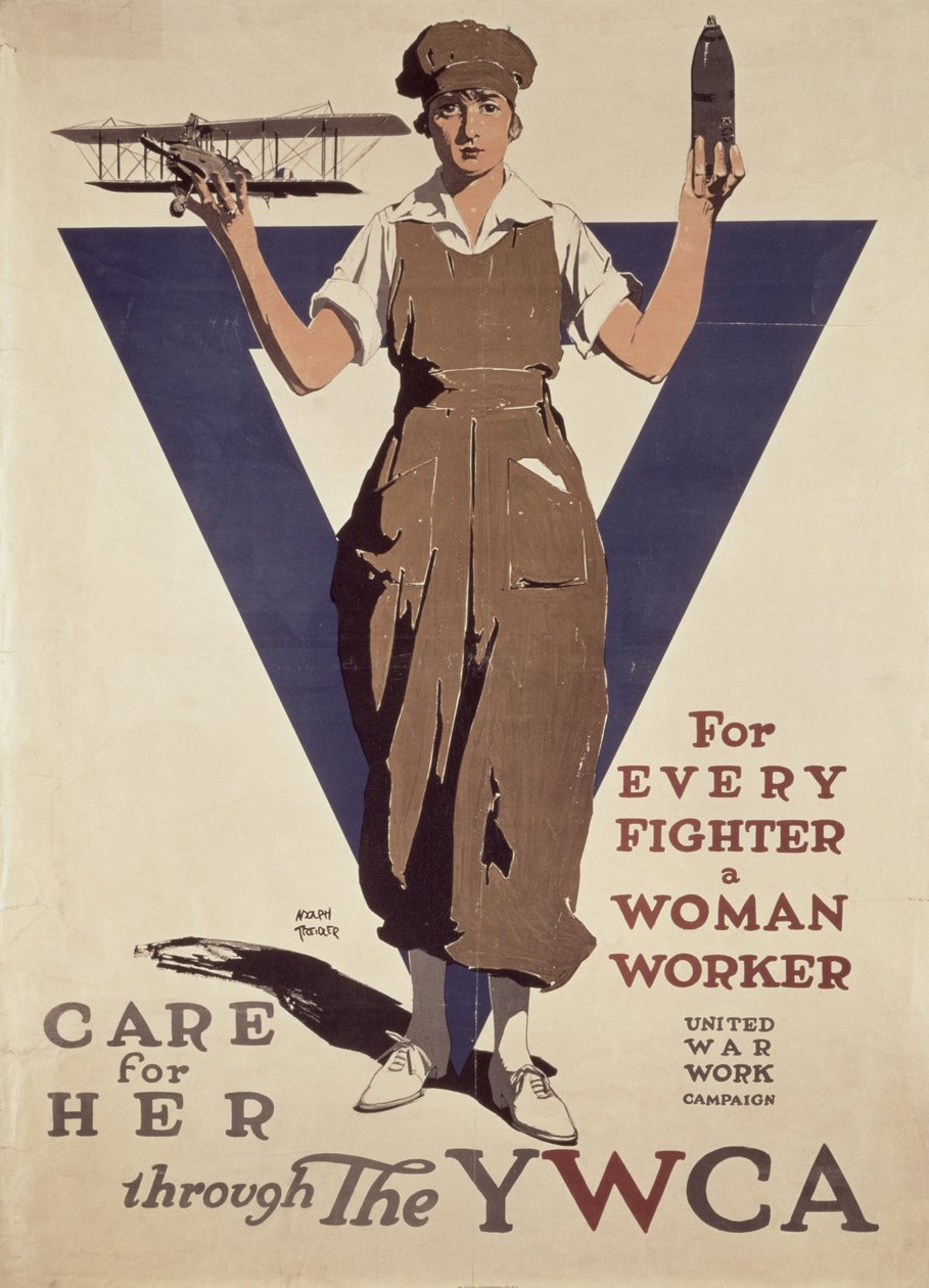 Pour chaque combattant une femme travailleuse, affiche de propagande de la YWCA de la 1ère Guerre mondiale - Adolph Treidler
