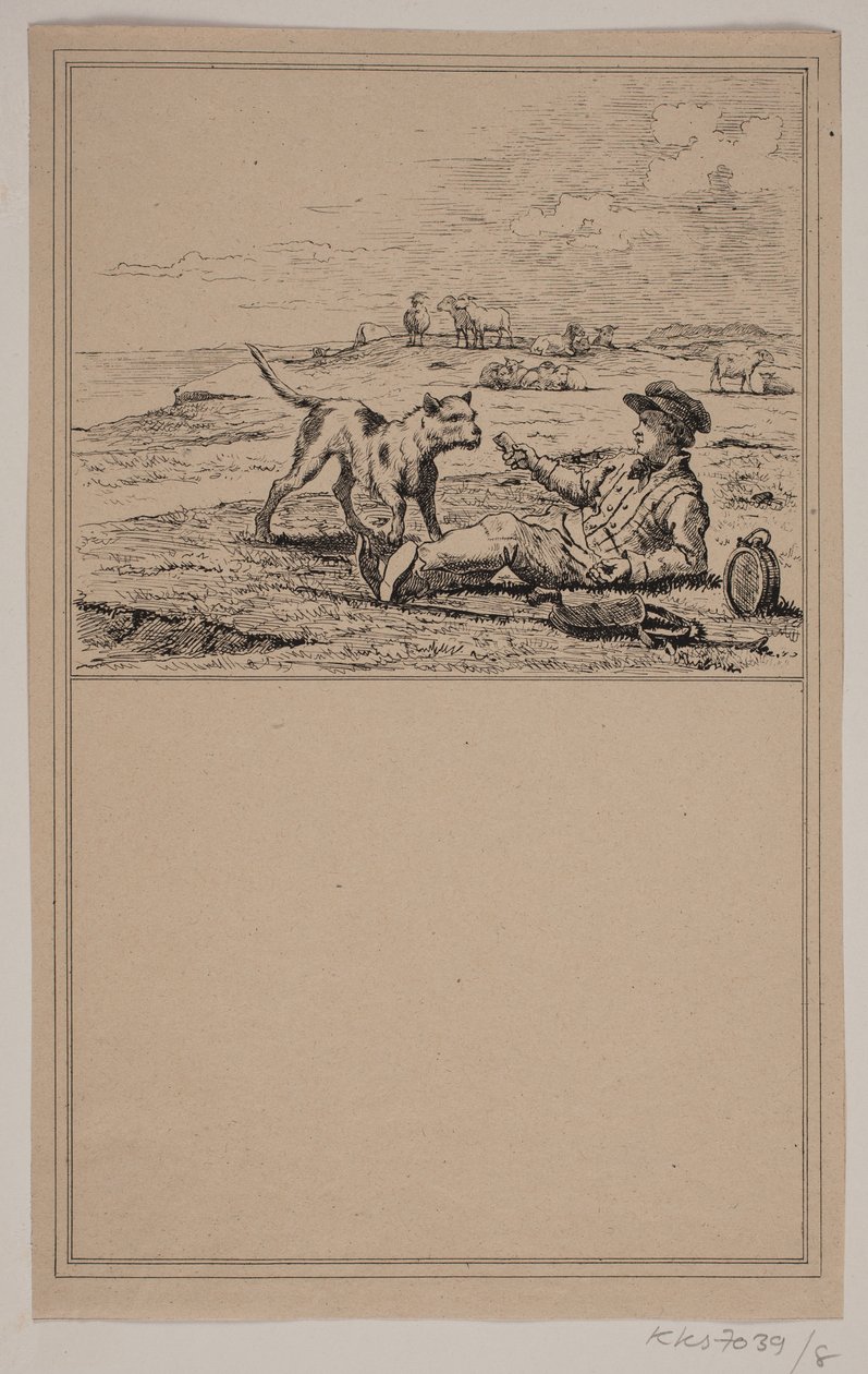Le berger et le chien. N° 7 dans Chr. Winther et M. Rørbye, 25 images pour petits enfants - Johan Adolph Kittendorff
